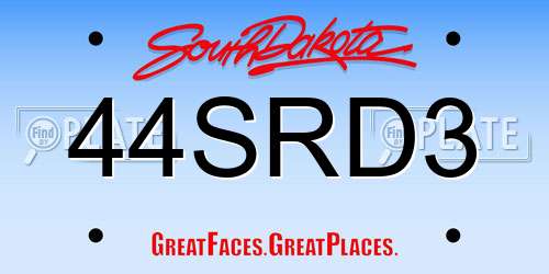 44SRD3 South Dakota License Plate