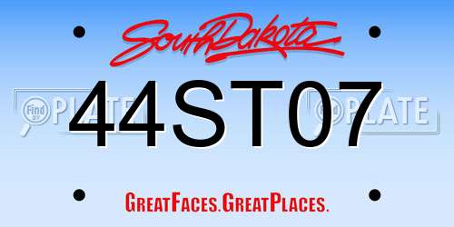 44ST07 South Dakota License Plate