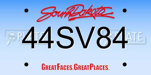 44SV84 South Dakota License Plate