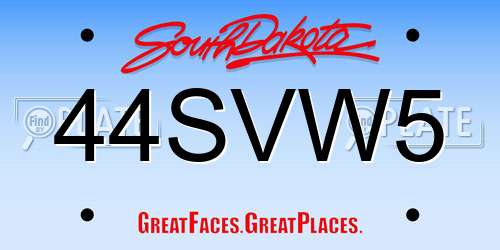 44SVW5 South Dakota License Plate