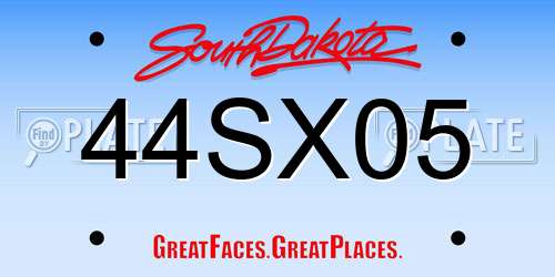 44SX05 South Dakota License Plate