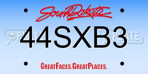 44SXB3 South Dakota License Plate