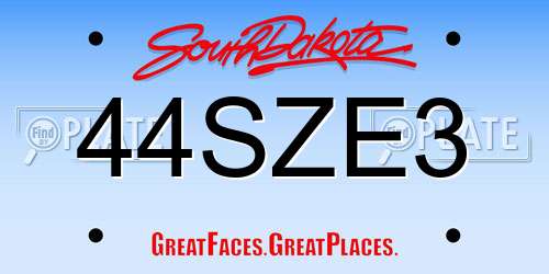 44SZE3 South Dakota License Plate