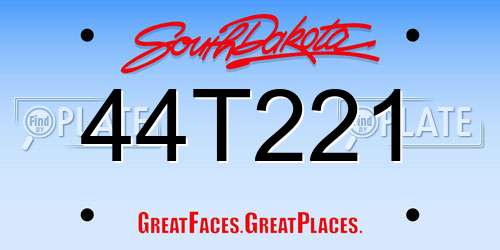 44T221 South Dakota License Plate