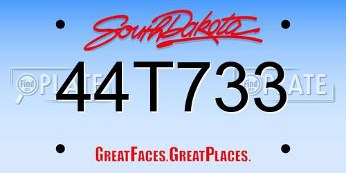 44T733 South Dakota License Plate