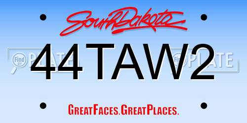 44TAW2 South Dakota License Plate