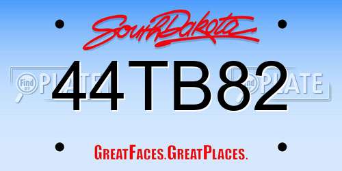 44TB82 South Dakota License Plate