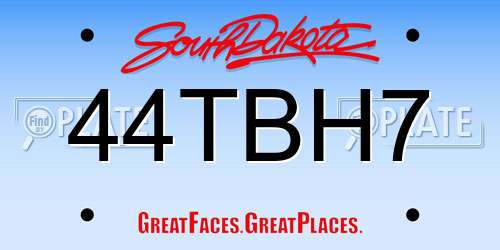 44TBH7 South Dakota License Plate