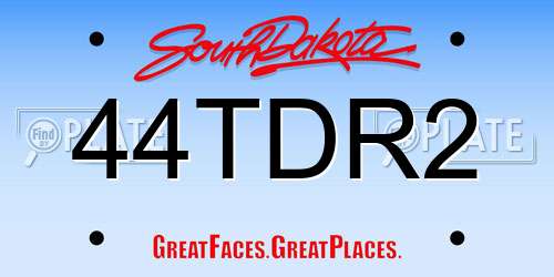 44TDR2 South Dakota License Plate
