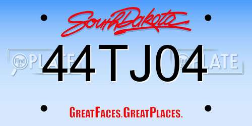 44TJ04 South Dakota License Plate