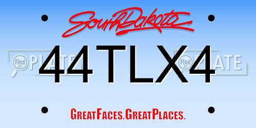 44TLX4 South Dakota License Plate