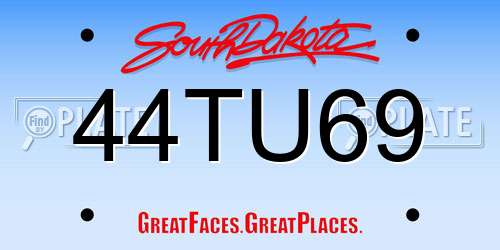 44TU69 South Dakota License Plate