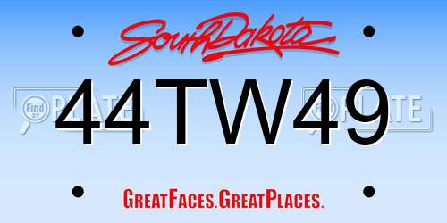 44TW49 South Dakota License Plate