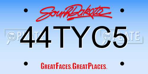 44TYC5 South Dakota License Plate