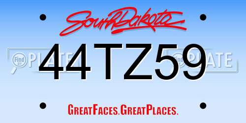 44TZ59 South Dakota License Plate