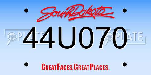 44U070 South Dakota License Plate