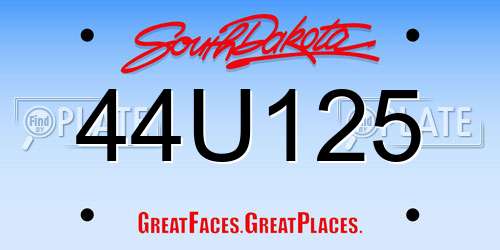 44U125 South Dakota License Plate