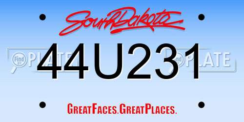44U231 South Dakota License Plate