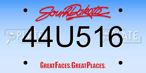 44U516 South Dakota License Plate