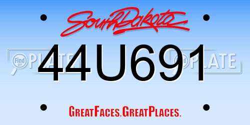 44U691 South Dakota License Plate