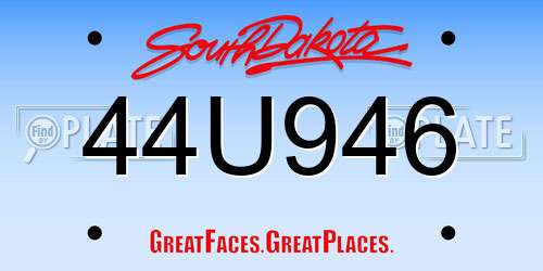 44U946 South Dakota License Plate