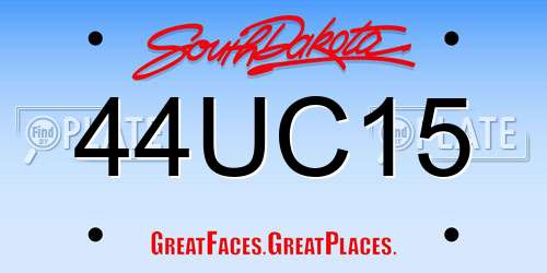 44UC15 South Dakota License Plate