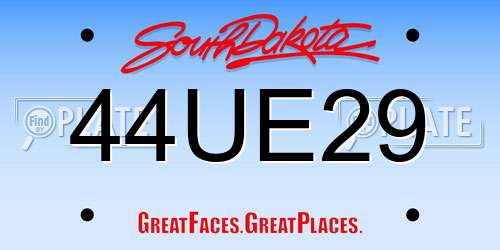 44UE29 South Dakota License Plate