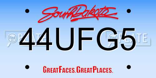 44UFG5 South Dakota License Plate