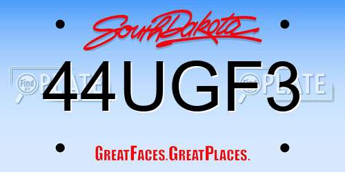 44UGF3 South Dakota License Plate