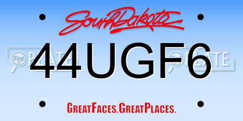 44UGF6 South Dakota License Plate