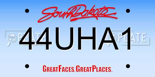44UHA1 South Dakota License Plate