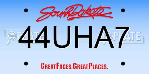 44UHA7 South Dakota License Plate
