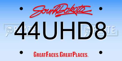 44UHD8 South Dakota License Plate