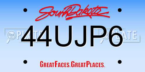 44UJP6 South Dakota License Plate