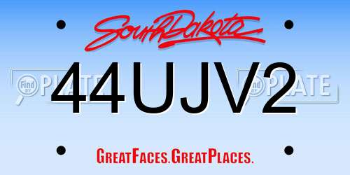 44UJV2 South Dakota License Plate
