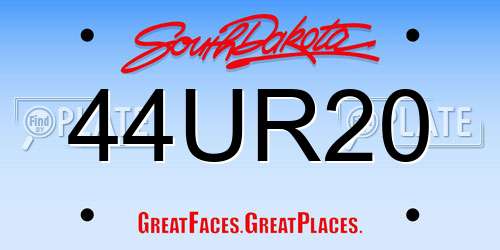 44UR20 South Dakota License Plate