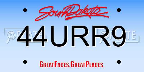 44URR9 South Dakota License Plate
