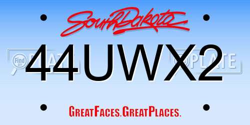 44UWX2 South Dakota License Plate