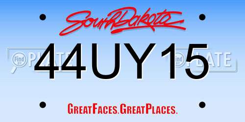 44UY15 South Dakota License Plate