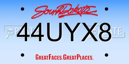 44UYX8 South Dakota License Plate