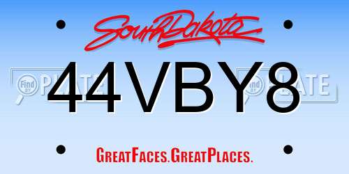 44VBY8 South Dakota License Plate