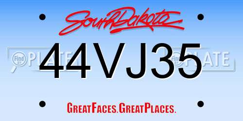 44VJ35 South Dakota License Plate