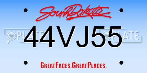 44VJ55 South Dakota License Plate