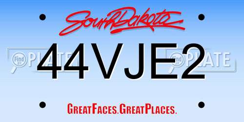 44VJE2 South Dakota License Plate