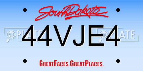 44VJE4 South Dakota License Plate