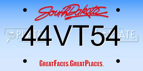 44VT54 South Dakota License Plate