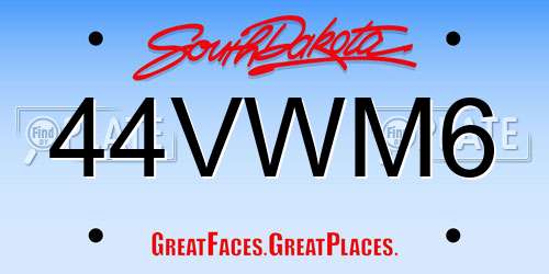 44VWM6 South Dakota License Plate