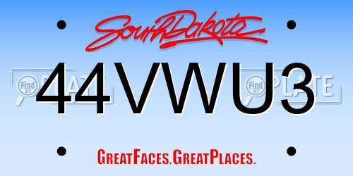 44VWU3 South Dakota License Plate
