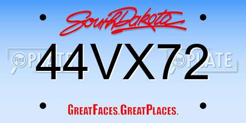 44VX72 South Dakota License Plate