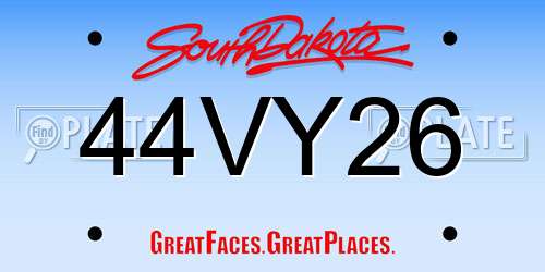 44VY26 South Dakota License Plate